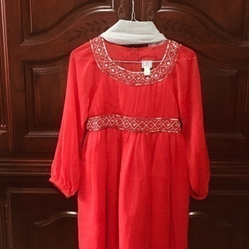Cotton Kids Red Chiffon Dress  14